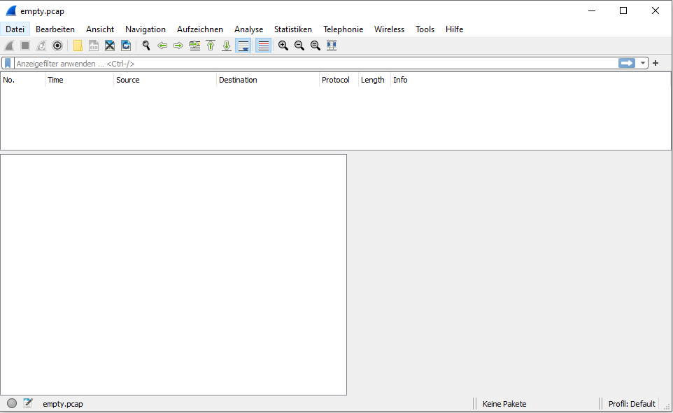 Empty PCAP file opened